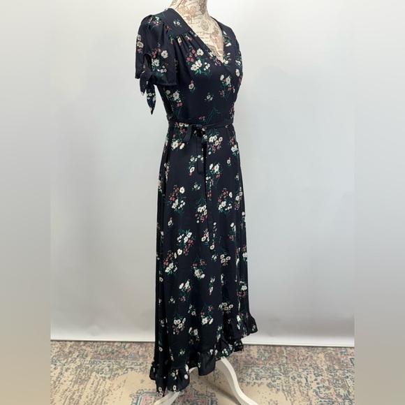 CHELSEA 28 Navy floral tie sleeve wrap maxi dress size S. - Picture 9 of 13